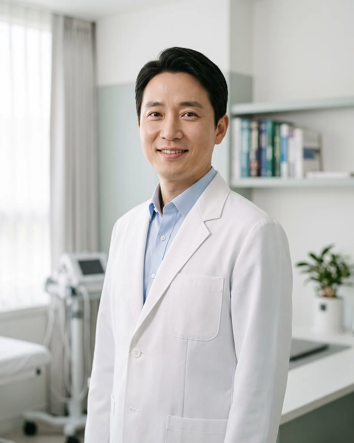 흰 가운을 입은 대표원장 이윤결 피부과 전문의
